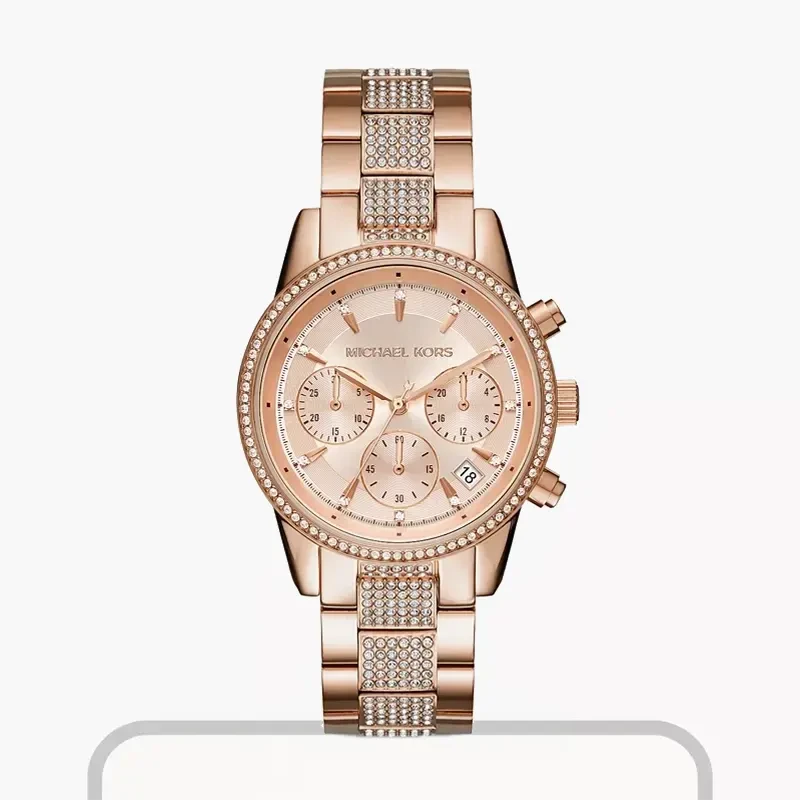 Michael Kors Ritz Chronograph Rose Gold-tone Ladies Watch- MK6485